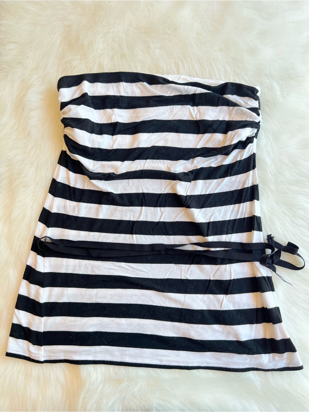 Express Black and White Striped Women’s tube top tunic